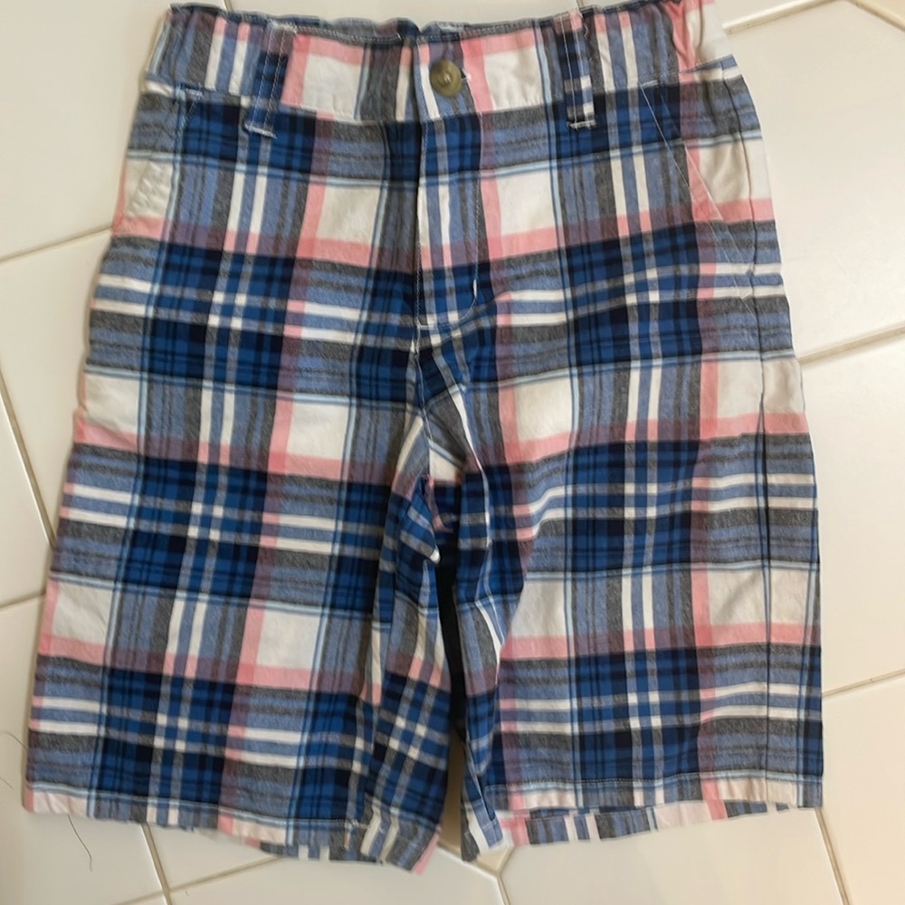 Blue and pink plaid boys shorts